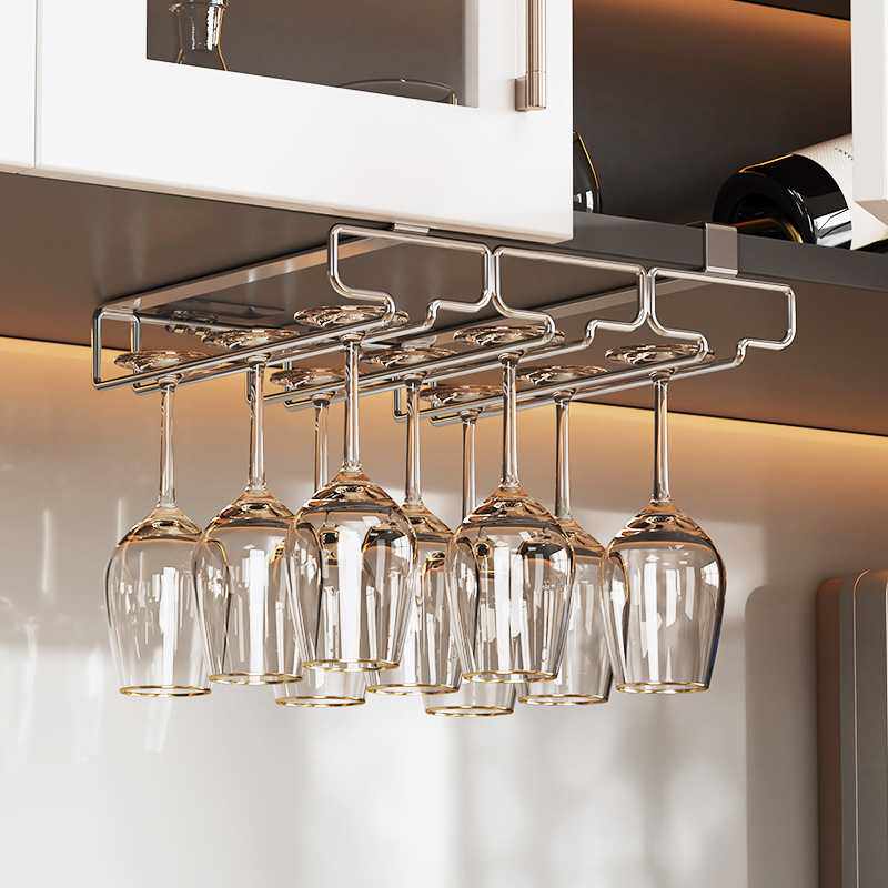 新款直销高级感红酒杯架子橱柜下悬挂置物架壁挂式厨房吊柜下倒挂