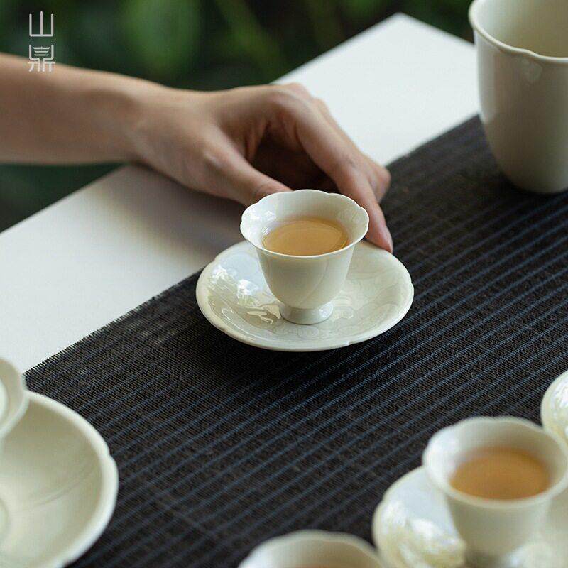 新款直销山鼎定窑黄水云南莲花口杯足主人杯家用陶瓷茶杯功夫茶具