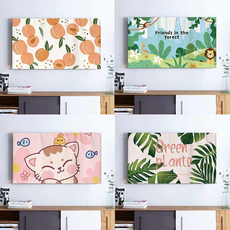 新款直销kg跨境专拍卡通简约印花布艺盖布液晶曲面电视机防尘罩电,居家布艺,柜类遮挡帘,淘宝优惠券,粉丝福利购,淘宝优惠卷