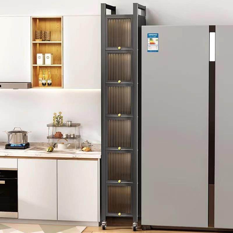 新款直销厨房置物架窄夹缝收纳柜落地多层冰箱缝隙极窄窄缝储物柜