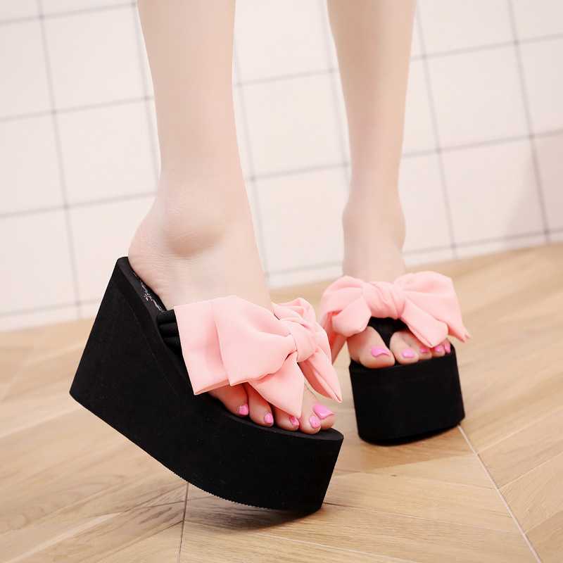 新款直销闪娇2025新款夏天11厘米超高跟人字拖女海边度假旅游小个