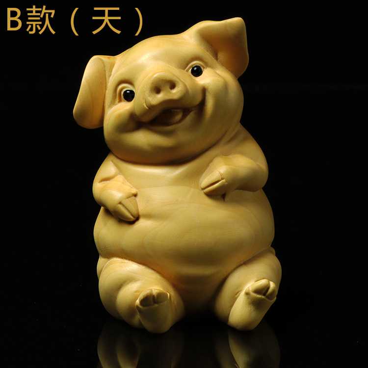 新款直销黄杨木雕家居客厅猪摆件文玩工艺品汽车饰品四喜猪8