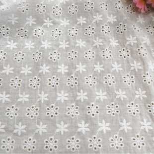 新款直销纯棉绣花布蕾丝棉线棉布绣花布棉布面料多色绣花面料亮片