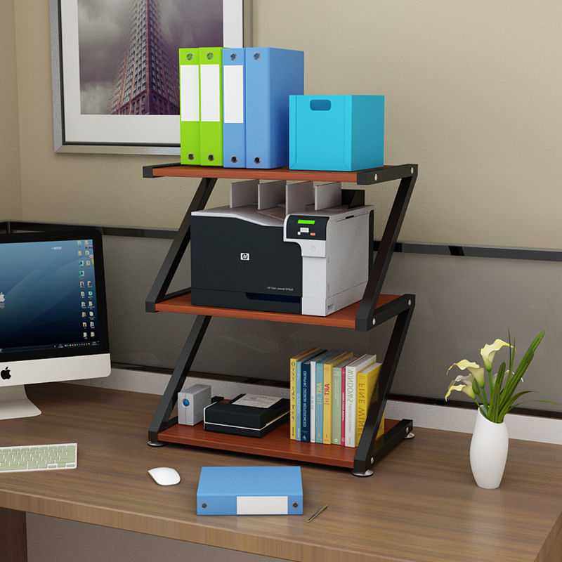 新款直销置物架落地多层办公桌面打印机架子多功能收纳木板家用小