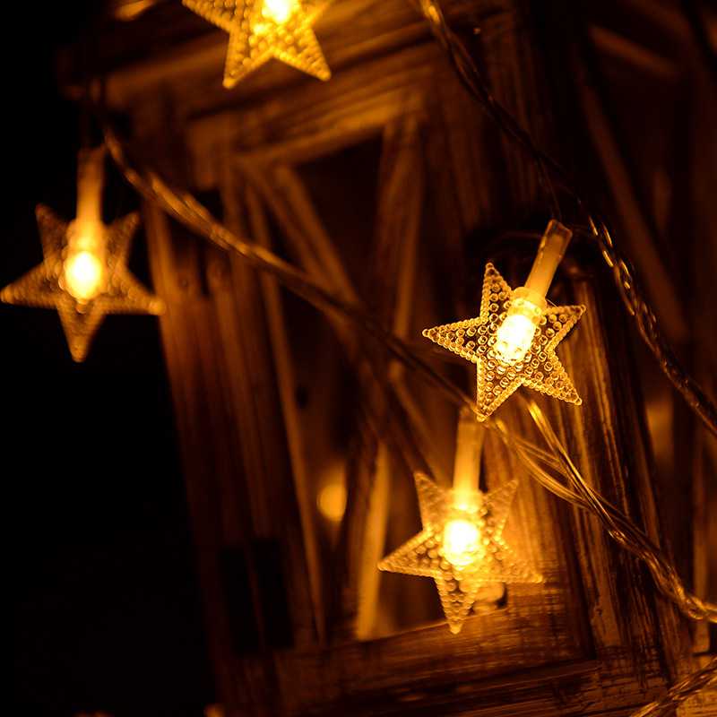 新款直销直销星星灯串 led电池盒满天星小彩灯 圣诞五角星灯节日