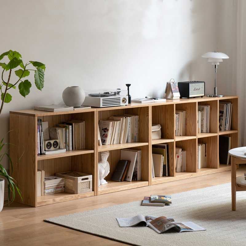 新款直销直销实木防尘玻璃门书柜背景墙落地整墙书架简约展示柜组