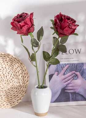 新款直销假花婚庆干烧大玫瑰INS风仿真花家居装饰跨境YC1021