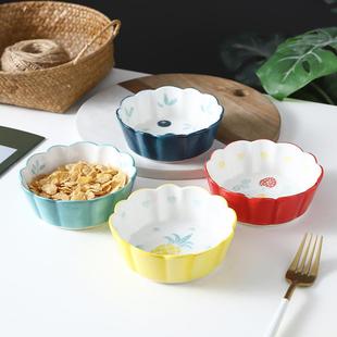直销陶瓷花边碗 新款 高颜值小清新陶瓷饭碗小吃碗家用餐具早餐水