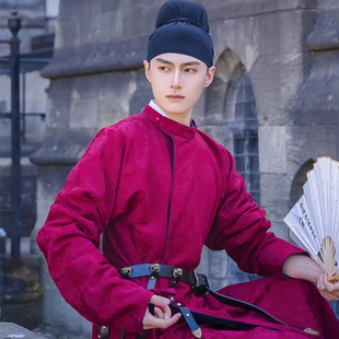 布许原创汉服男大唐圆领袍团复古团花暗纹两面穿古装 可配幞头腰带