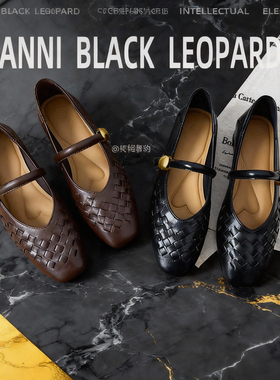 安妮黑豹专柜正品法式玛丽珍鞋女2025新爆款赫本风复古浅口单鞋女