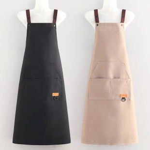 加长背带过膝围裙家用厨房餐饮做饭防油污上班工作服定制logo印字