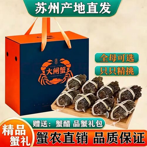 活蟹鲜活大闸蟹河蟹螃蟹毛蟹苏州产地直发水产包邮礼盒产地直发