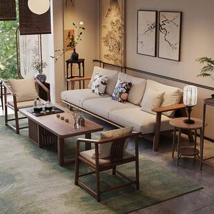 宋代美学新中式实木沙发茶几茶台一体式去客厅化罗汉床茶桌椅组合