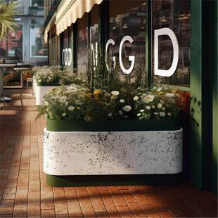 餐饮店咖啡厅绿化铁艺花箱奶茶店户外门口绿植种花坛隔断围栏定制