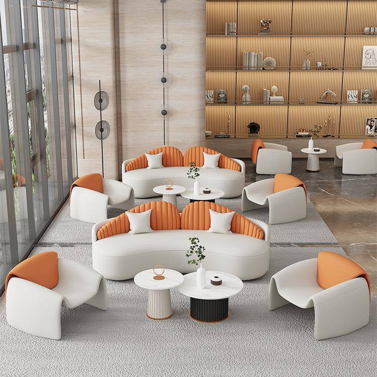 轻奢酒店大堂沙发椅商务休息区接待卡座售楼处部会客洽谈桌椅组合