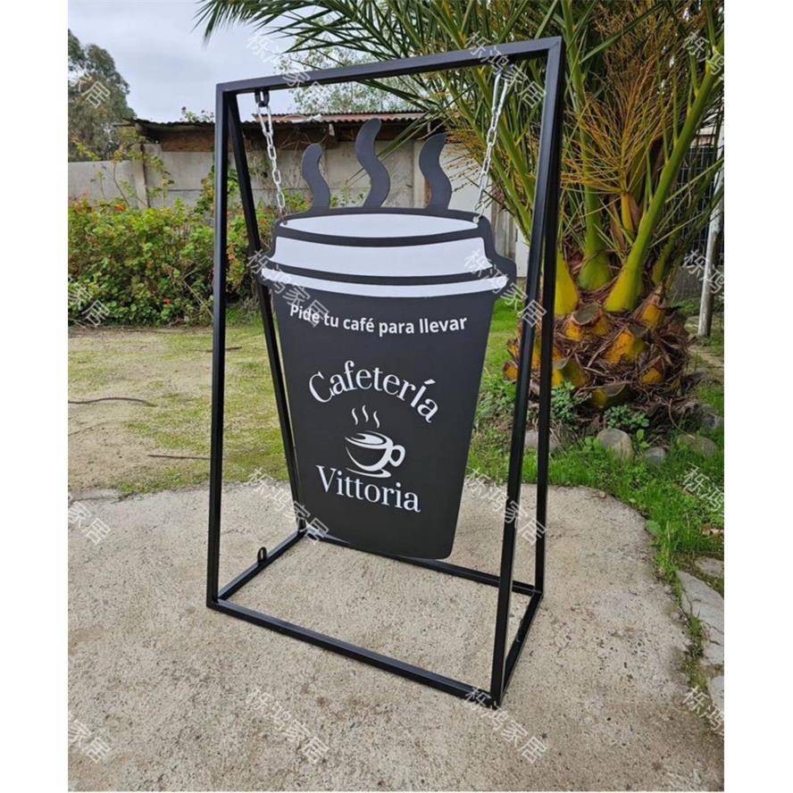 户外铁艺花箱花架广告牌宣传广告牌餐厅立式支架创意A字立牌