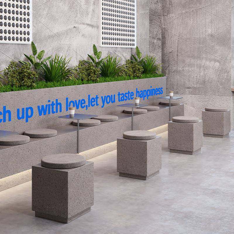 创意方墩水磨石花箱卡座组合咖啡厅休闲区桌椅售楼部凳子花坛定制,商业/办公家具,花坛/花箱,淘宝优惠券,粉丝福利购,淘宝优惠卷