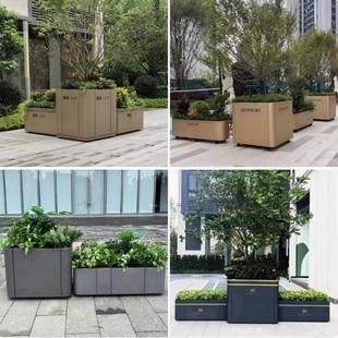 花箱户外不锈钢花槽长方形花坛成品铁艺花箱定制组合户外花箱定制