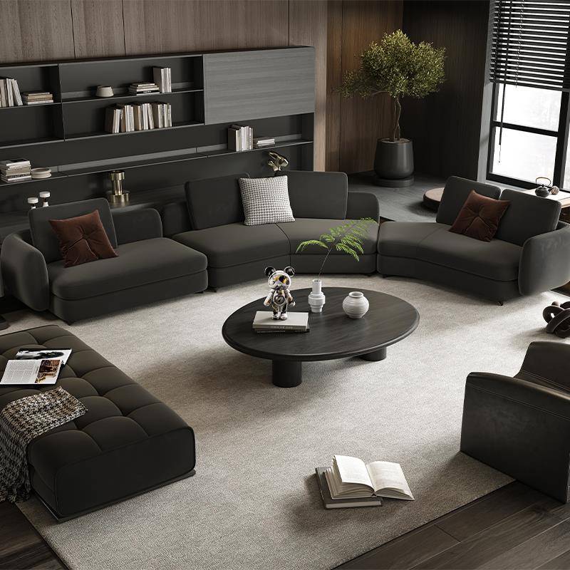 意式极简布艺弧形沙发设计师创意办公室商务轻奢接待会客休息区