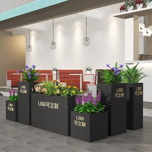 户外花箱组合长方形铁艺围栏花圃围挡室外不锈钢花盆庭院种植花槽