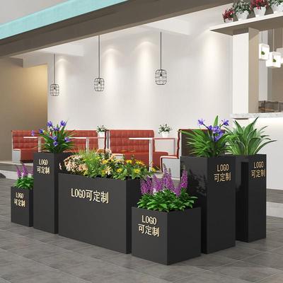 户外花箱组合长方形铁艺围栏花圃围挡室外不锈钢花盆庭院种植花槽