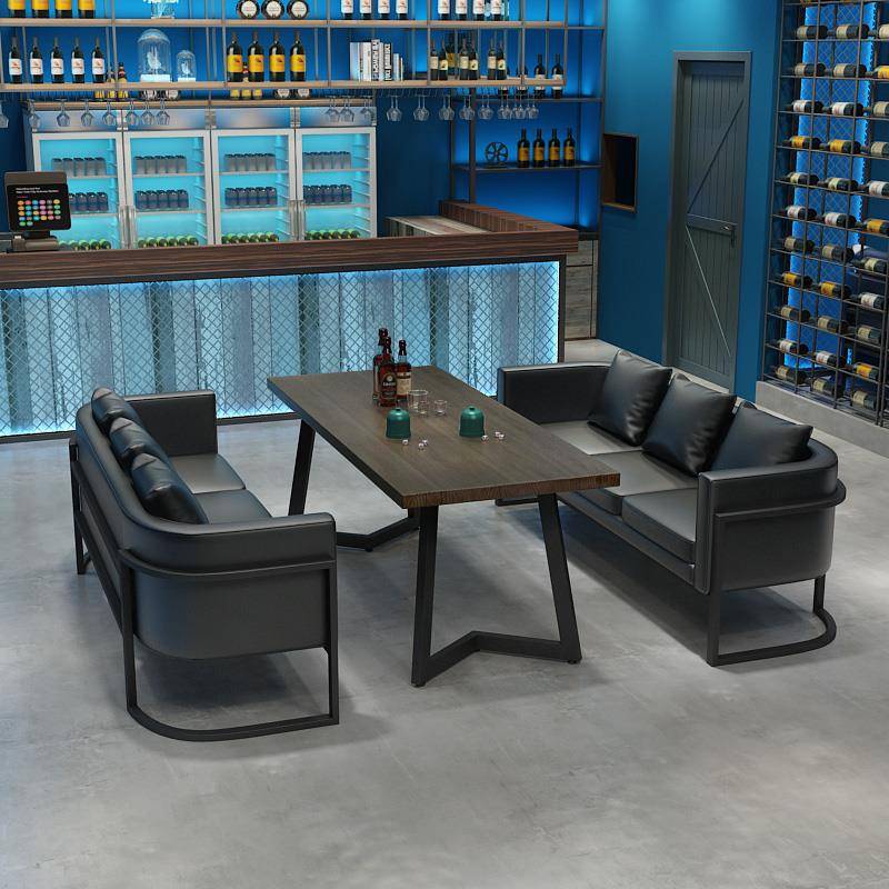 覆古工业风酒吧清吧桌椅咖啡餐厅音乐餐吧商用U型沙发卡座餐桌椅