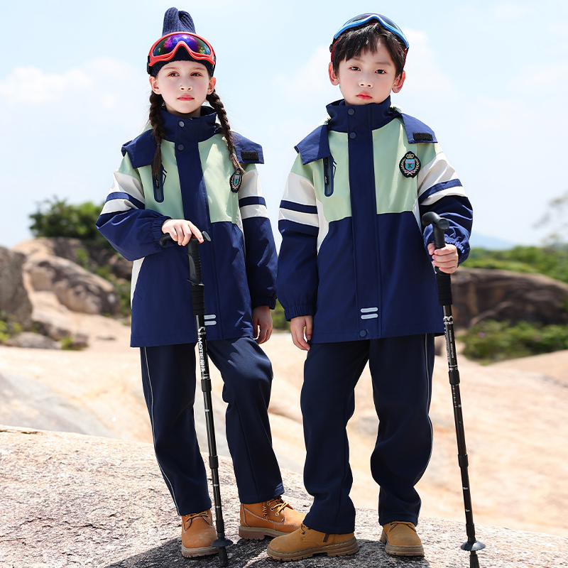 秋冬季小学生班服加绒冲锋衣三合一套装幼儿园冬季园服多件套校服