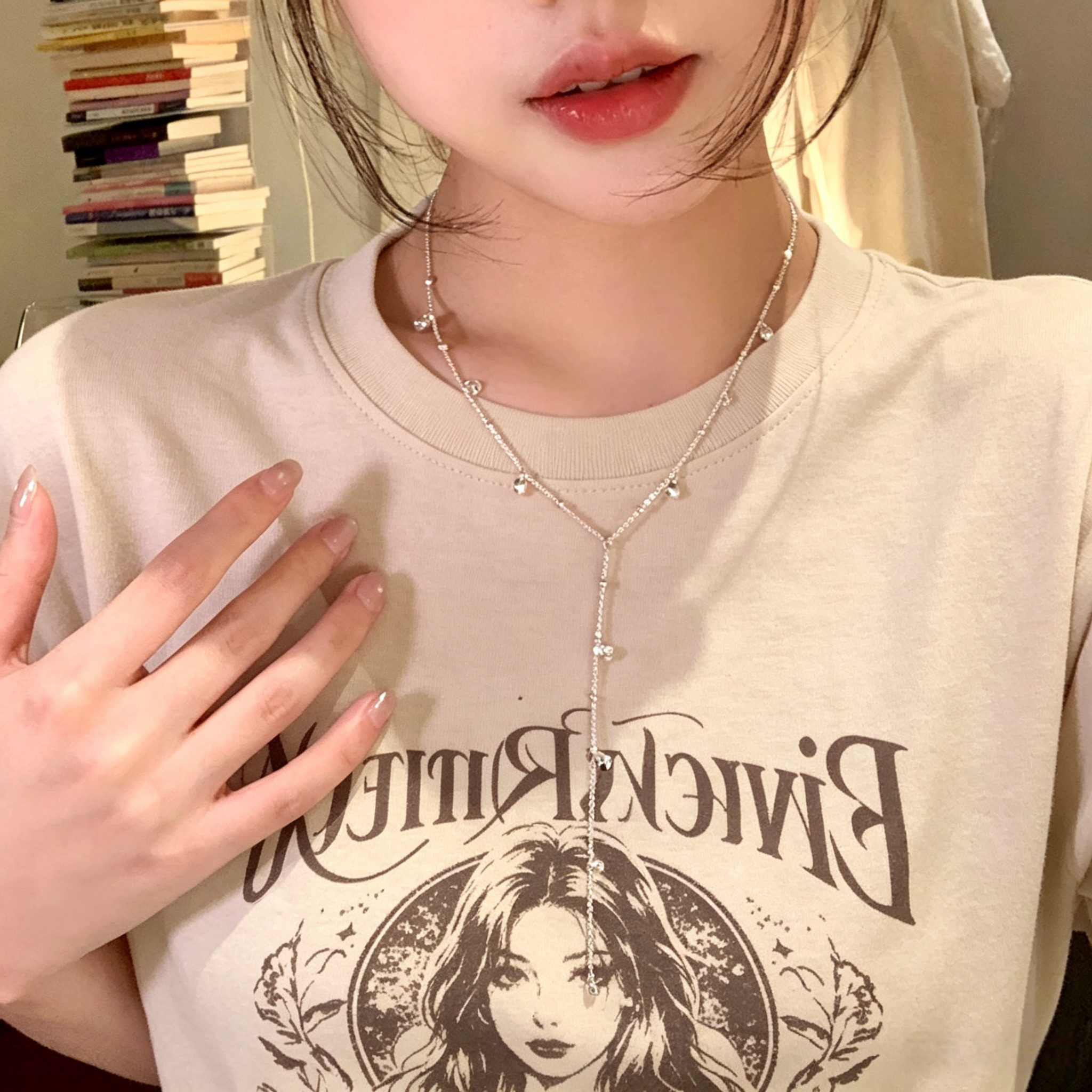 不致敏高保色Y型金属流苏项链