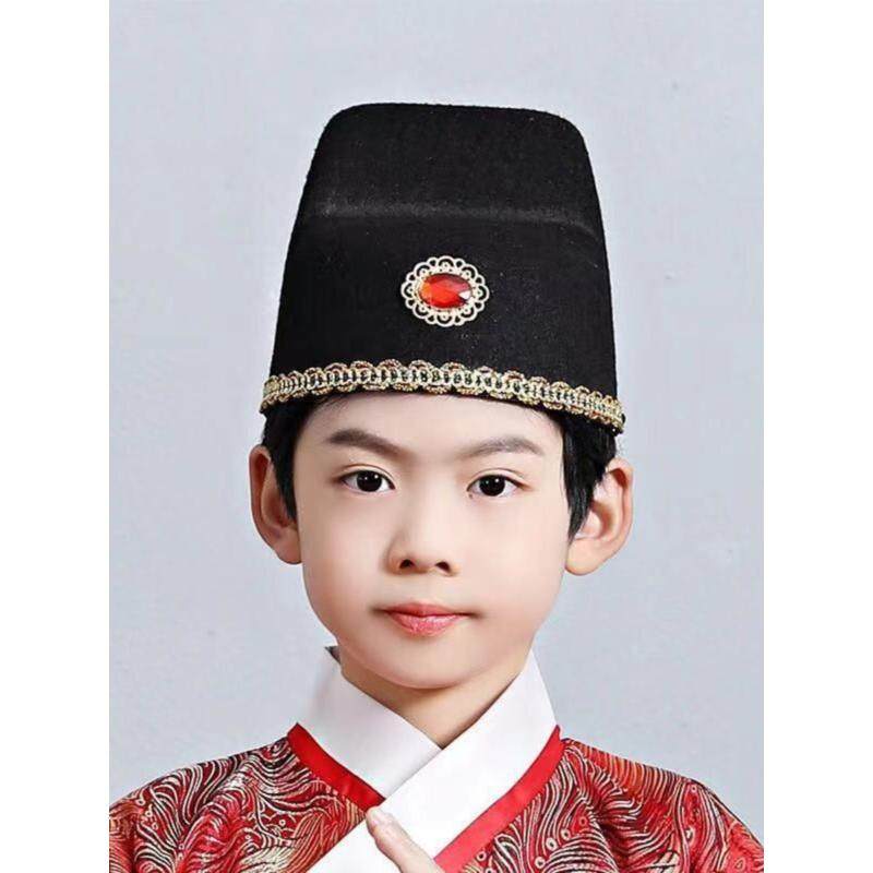 男童汉服帽子翼善冠儿童古风古装帽子明制飞鱼帽锦衣卫状元帽头饰图片