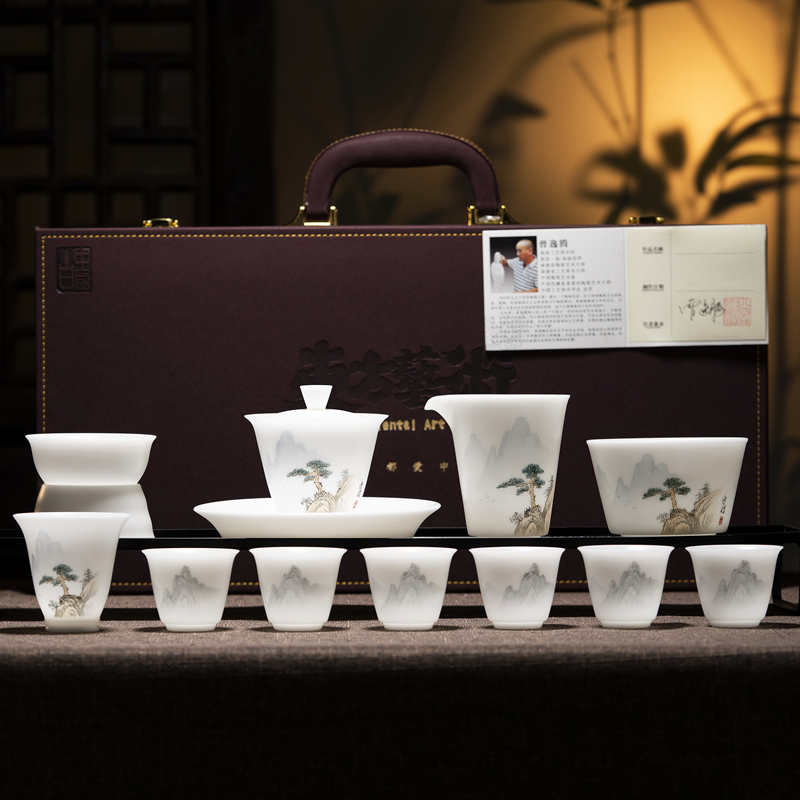 【精绘礼品】冰种白瓷茶具礼盒装