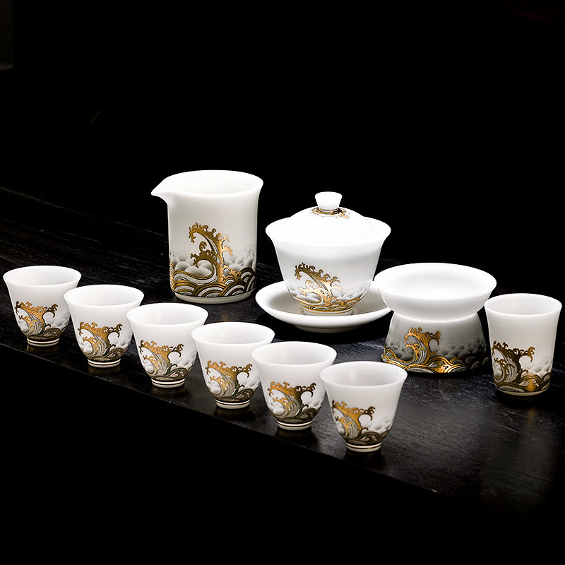 冰种玉瓷茶具套装2025新款喝茶功夫茶杯茶壶轻奢高档泡茶专用礼盒