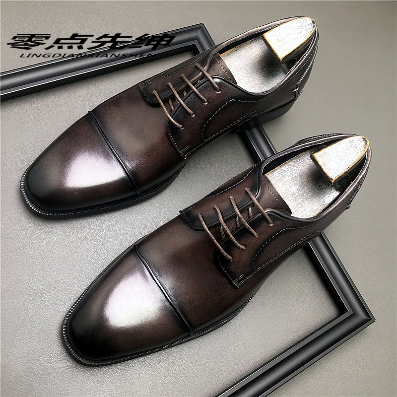 高端手工三接头皮鞋男