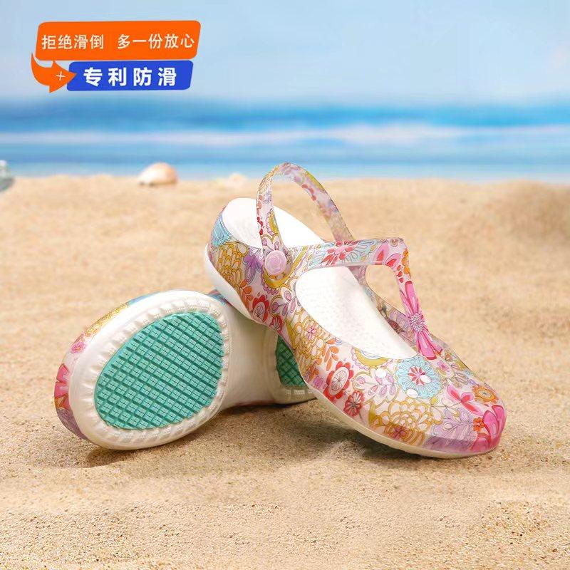 JDOV休闲厚底宽松洞洞鞋防滑拖鞋