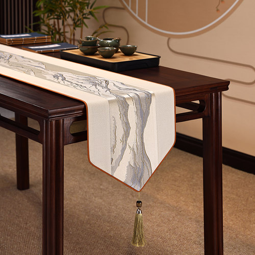 新中式禅意桌旗桌布餐桌电视柜茶台茶几茶席轻奢茶旗茶桌红色垫布