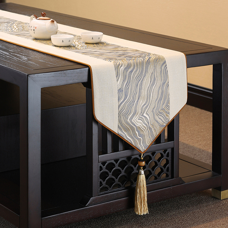 新中式禅意桌旗桌布餐桌电视柜茶台茶几茶席轻奢茶旗茶桌高端垫布