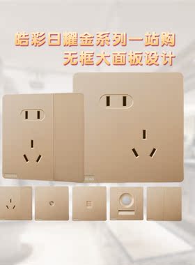 西门子开关插座面板皓彩金色一开五孔带USB双控电脑空调86型暗装