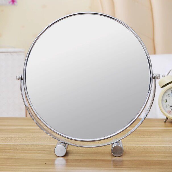 包邮大号金属台式化妆镜高档双面镜子时尚公主镜带放大的梳妆镜