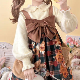 软咩咩仿貂绒秋冬打底可爱泡泡袖Lolita高领毛衣针织保暖内搭