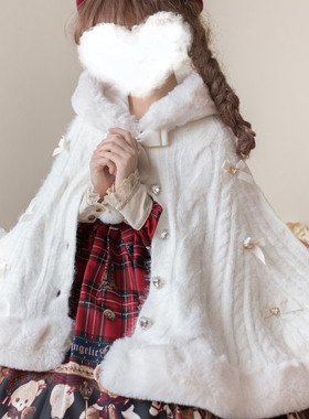 全款yu售[微甜百利]lolita秋冬斗篷软妹针织毛衣外套