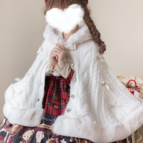 [微甜百利]lolita秋冬斗篷软妹针织毛衣外套日系斗篷