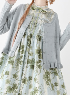 大圆领Lolita短款毛衣开衫洛丽塔开衫复古针织软妹少女可爱毛衣