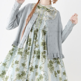 大圆领Lolita短款毛衣开衫洛丽塔开衫复古针织软妹少女可爱毛衣