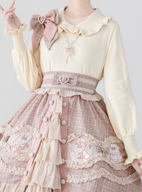 现货娃娃领毛衣内搭秋冬打底可爱泡泡袖Lolita毛衣针织保暖内搭