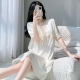 短袖 新款 蕾丝冰丝带胸垫长裙外穿睡裙 纯欲风2025夏季 性感睡衣女款