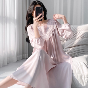 性感睡衣女款绝美冰丝2026春季新款长袖长款睡裙长裙漂亮独特睡袍