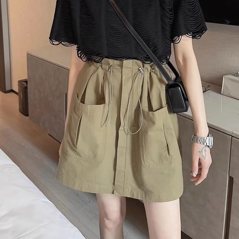 军绿色半身裙女夏季2026新款松紧高腰显瘦a字小个子包臀工装短裙