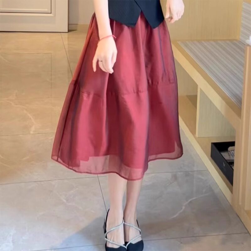 网纱半身裙女夏季2026年新款高腰显瘦小个子a字裙子高级感包臀裙
