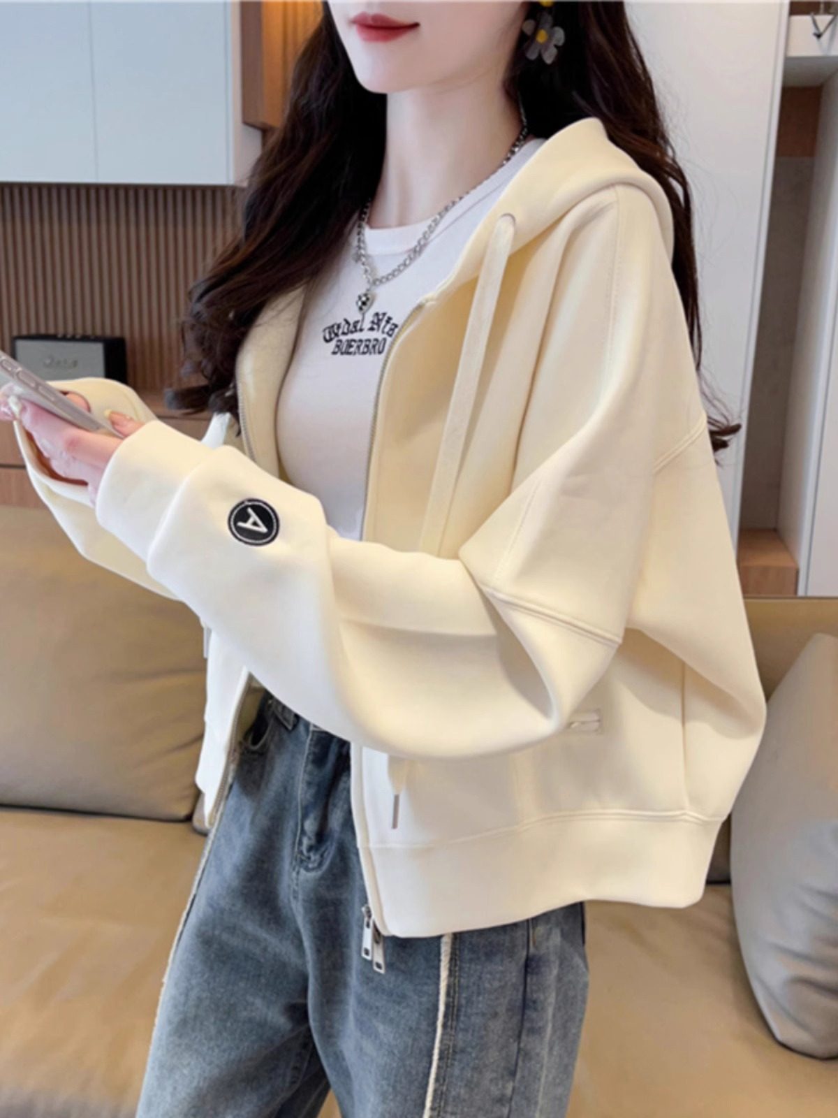 卫衣外套女春秋2025新款韩版宽松百搭休闲短款小个子长袖开衫上衣,女装/女士精品,短外套,淘宝优惠券,粉丝福利购,淘宝优惠卷