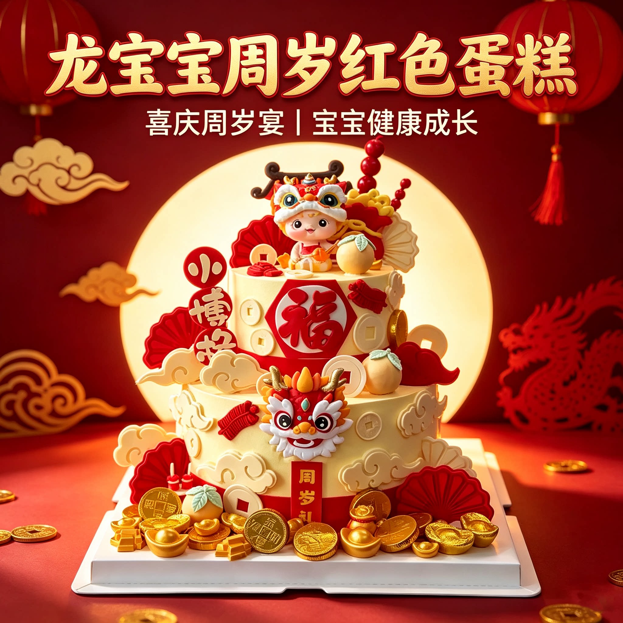 周岁满月百天蛋糕同城配送送