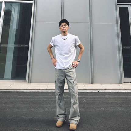 夏季新款美式复古工装休闲裤潮流高级感cleanfit多口袋宽松直筒裤